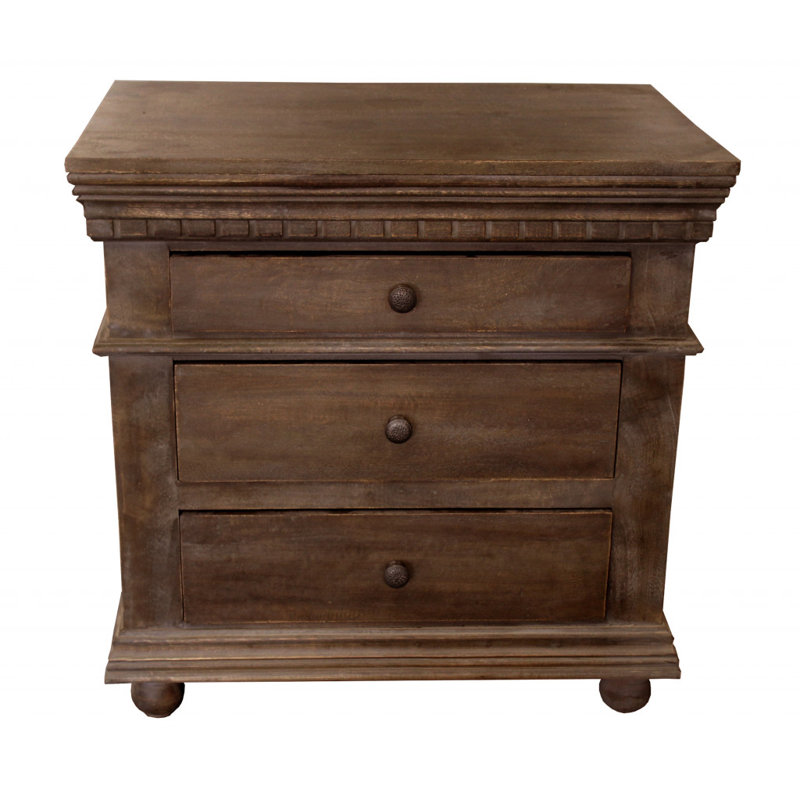 30" Solid Wood Three Drawer Nightstand
