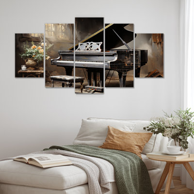 Minimalisme, piano à queue, mélodie I, musique, piano, art mural multi-panneaux