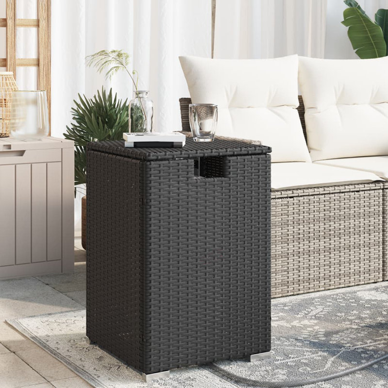 Nourin Square Outdoor Side Table , 40cm cm W 40cm cm D, Black