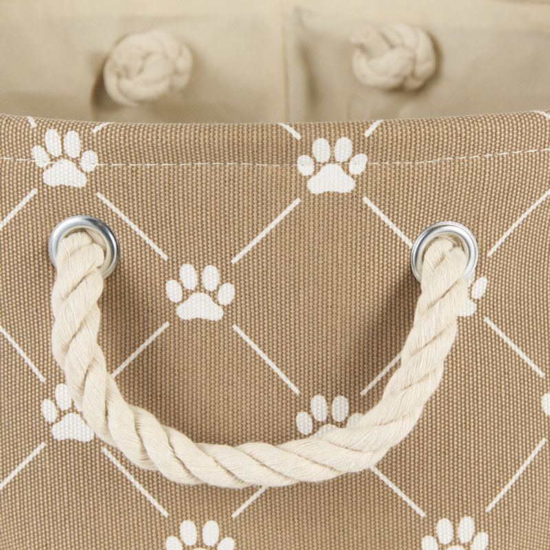 Gracie Oaks Fabric Decorative Bin, Taupe, 15" H x 12" W x 17.75" D
