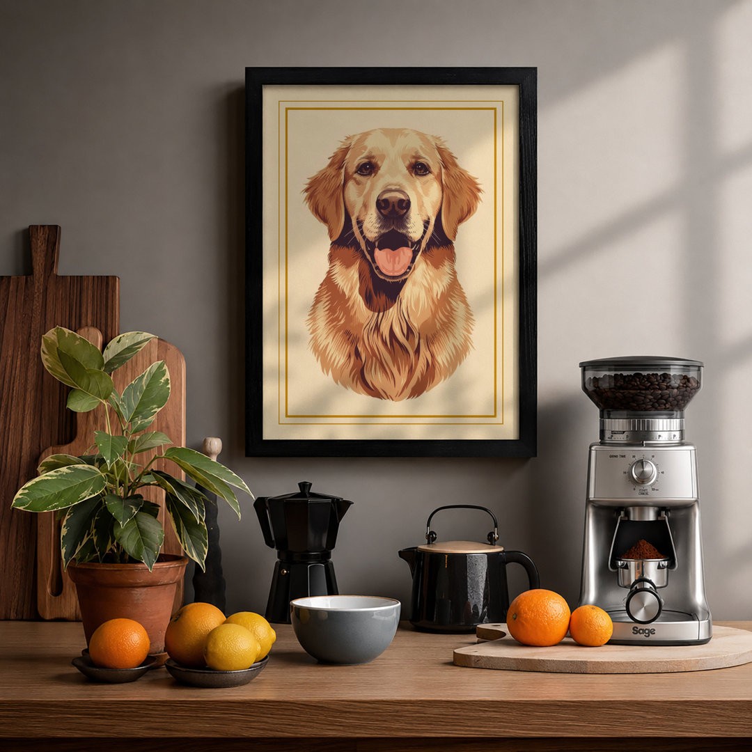 Golden Retriever Portrait Modern - Framed Print