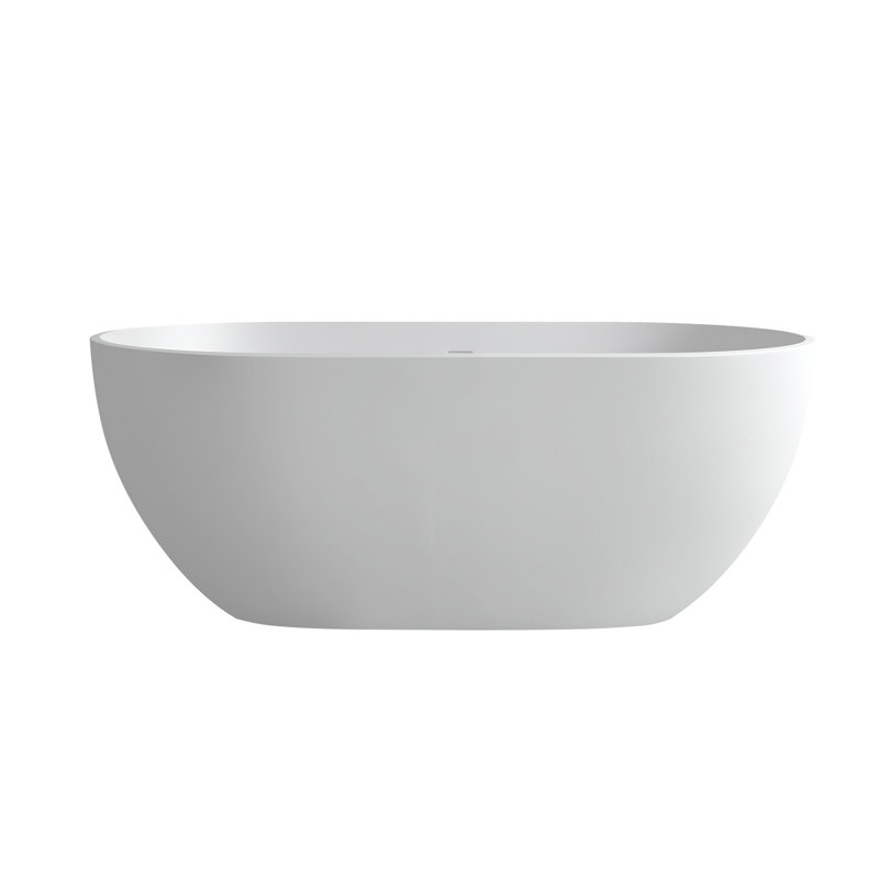 Baignoire de trempage à surface solide de 59 pouces - Baignoire profonde autoportante, White