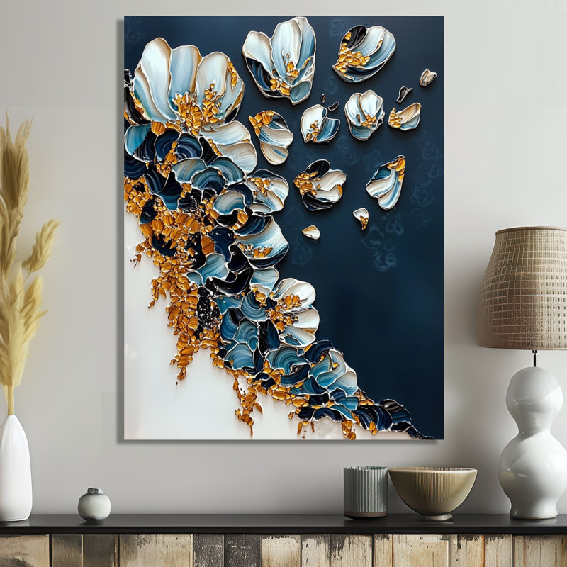 Bloom «Reality Marble Flowers I» - Décoration murale moderne en métal, impression moderne sur métal
