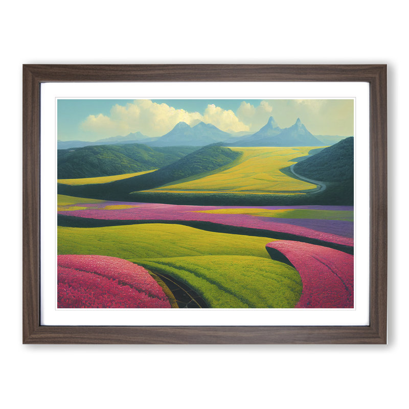 XH1022-7180X Pretty Spring Meadow Landscape Vol.1 1 Piece Single Picture Frame Wall Art, 46cm H x 64cm W, Beige