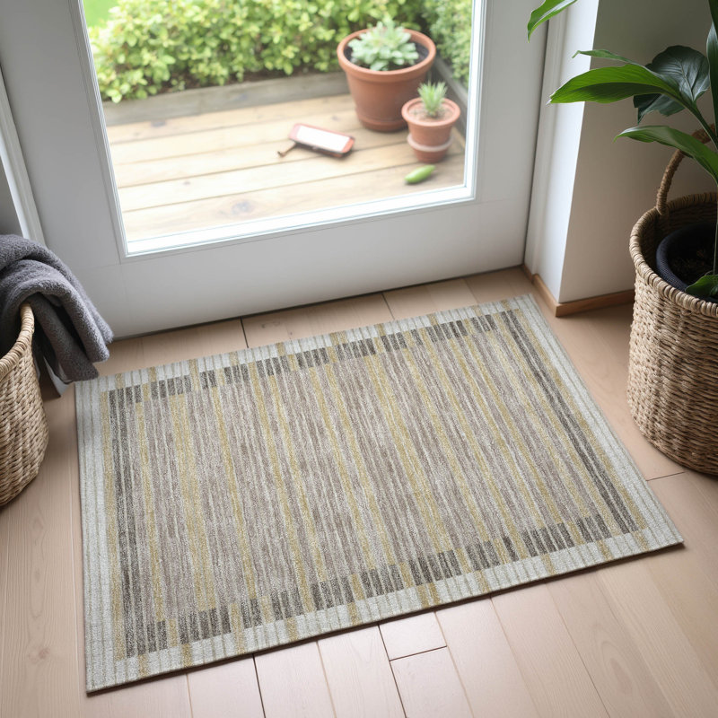 Premium Machine Washable Elize AMF1398 Stripes Rug, Rectangle 1'8" x 2'6"
