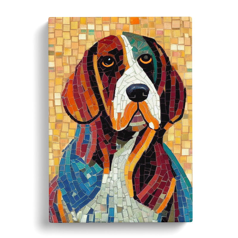 Basset Hound Mosaic - Wrapped Canvas, 50cm H x 35cm W x 3cm D