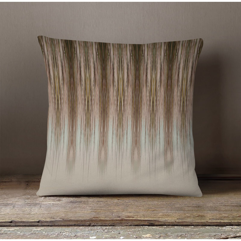 Throw Pillow With Insert, 16"H x 16"W, Brown Striped 1