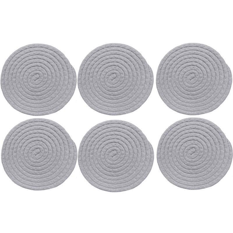 Polyester Round 6 Piece Trivet Set, Silver