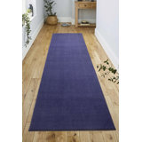 Washable Anti Slip Low Pile Solid NAVY Color Custom Size Runner Rug