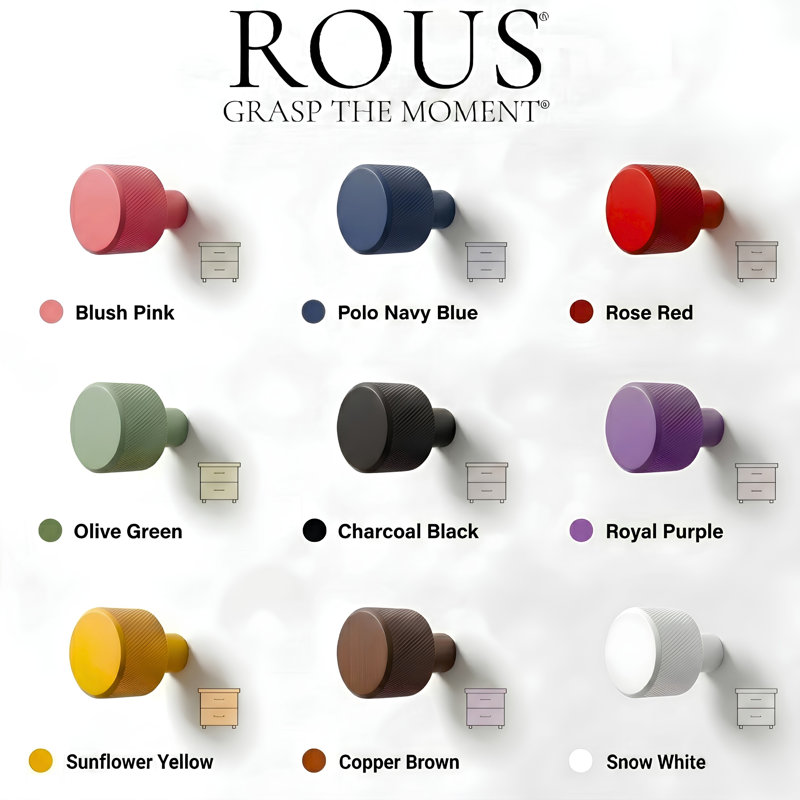 ROUS Hardware Mid Century Modern Knurled Knob, Snow (White)