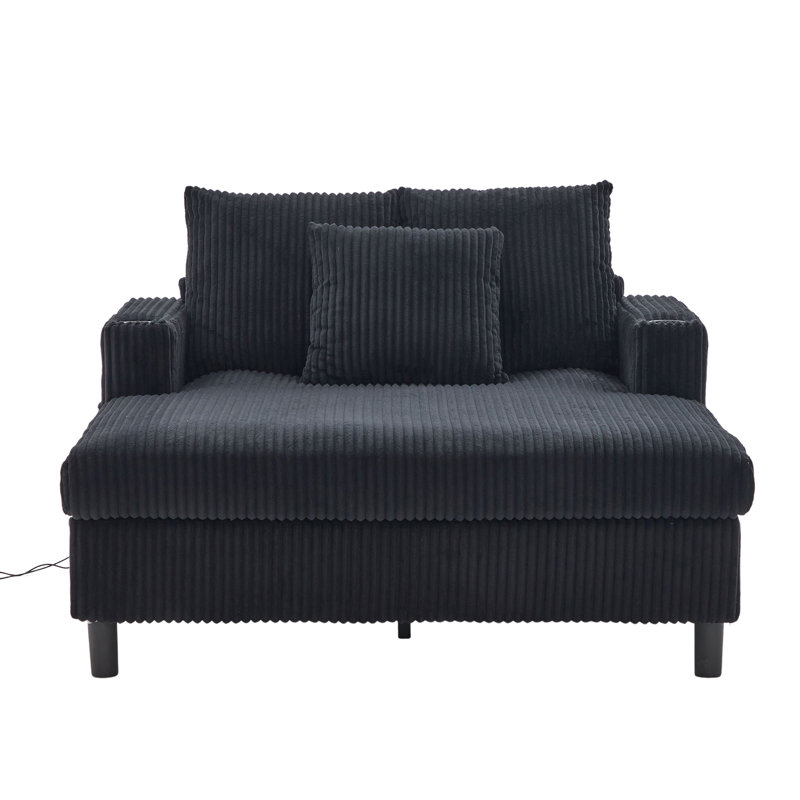 Chaise longue rembourrée 50 po, Noir