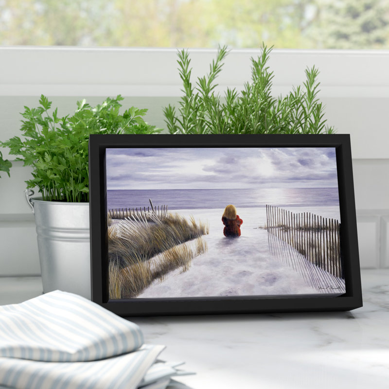 «Girl On The Beach», reproduction d'art sur toile tendue encadrée, H 8 po x l 12 po x P 2 po, Cadre noir