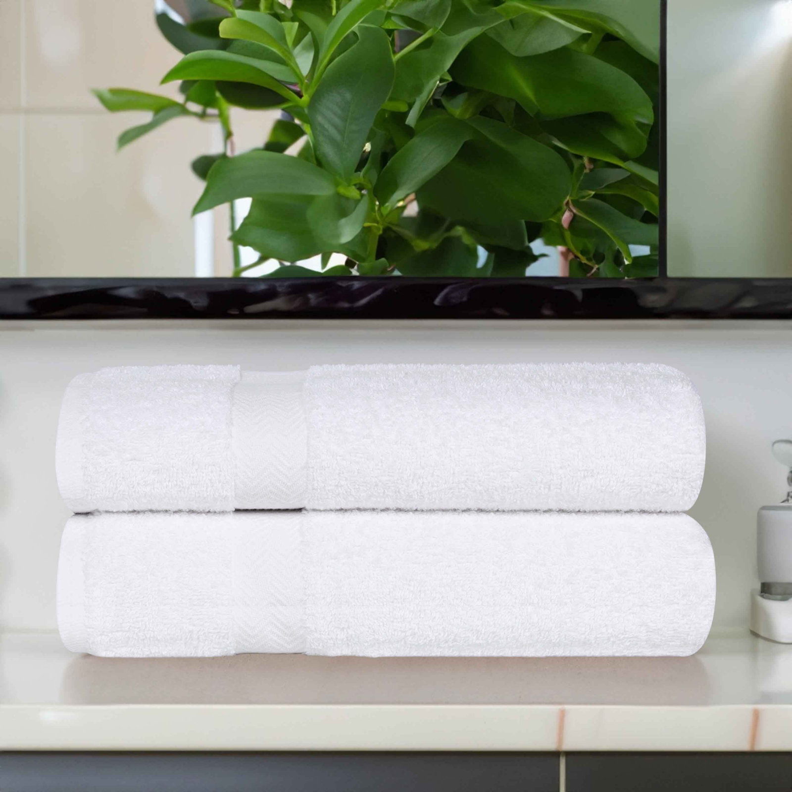 Quick-Drying Cotton Washcloth, White, 2 Pieces Towel Set