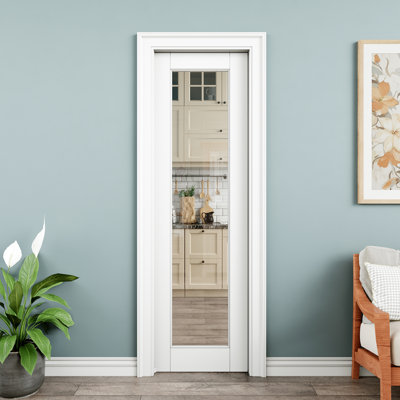 24" x 80" Clear Glass Interior Pocket Door, Tempered Glass Door Slab with Safety, Paintable & Waterproof, As Laundry Doors, Closet Doors, Room Doors