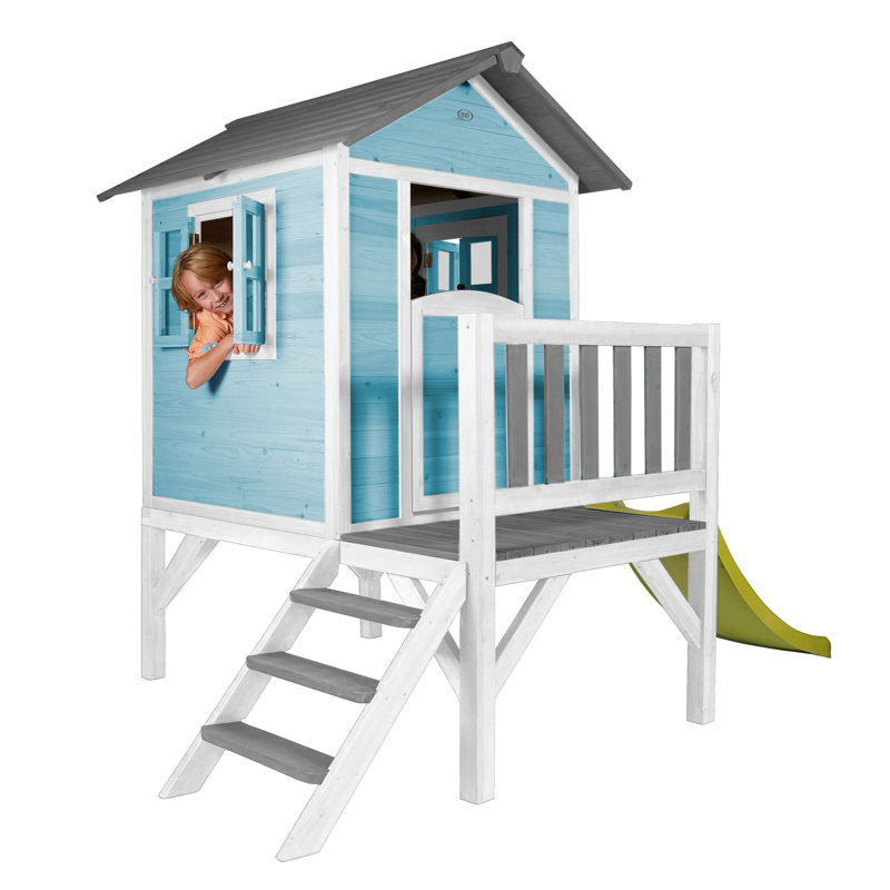 Lodge AXI 261cm W x 167cm D Outdoor Hemlock Wood Playhouse, Blue