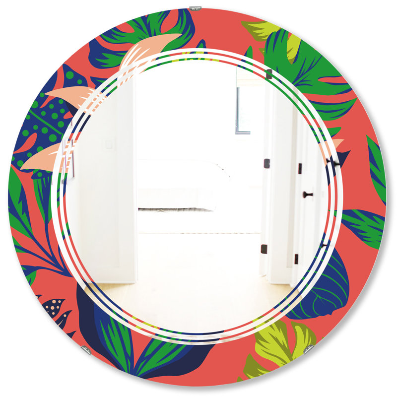 Miroir mural de meuble-lavabo sans cadre Coastal feuilles I, 23,6 po x 23,6 po
