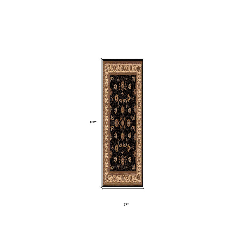 Tapis de couloir oriental 9 pi rouge et noir