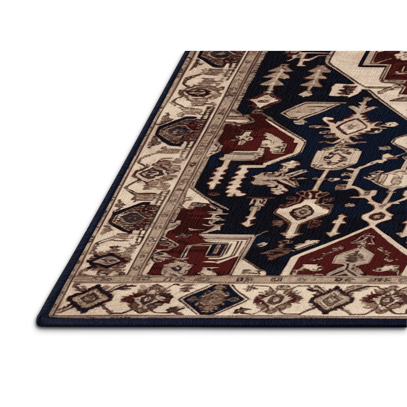 Tapis persan noir lavable à la machine, Carré 4 pi