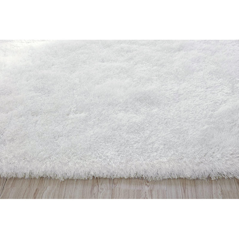Tapis blanc neige à poils longs Trebino, Rectangle 2 pi x 5 pi
