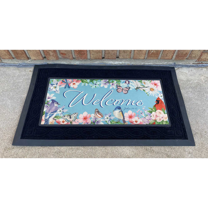 Doormat Insert Birds Welcome Josh.24:15 22x10
