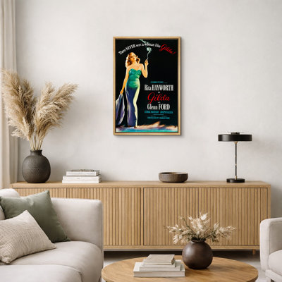 Gilda Rita Hayworth Classic Film Noir Poster Artwork, Vintage Hollywood Glamour Pictures, Framed Canvas Giclee Print Wall Art