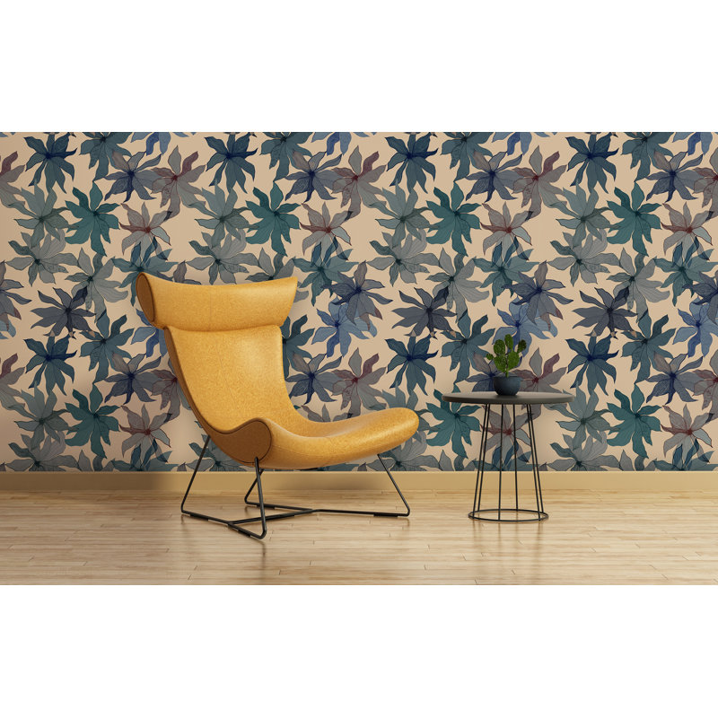 Floral Wallpaper Double Roll, Indigo