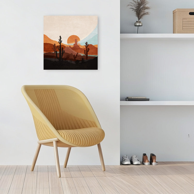 «Desert Sunscape Abstract Contemporary Modern Cactus Landscape Nature», reproduction d'art murale, H 18 po x l 18 po
