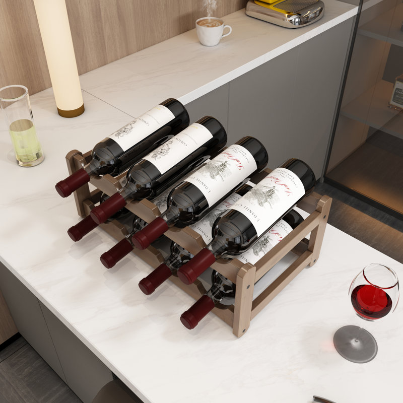 8 Bottle Wine Rack Bamboo Wine Storage Cabinet Shelf Tabletop Wine Holder