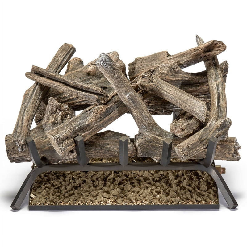 Ensemble de bûches pour foyer au gaz naturel ventilé Bluegrass Living - bois flottant 24 po, 55 000 BTU, allumette - modèle no. LPV24-1