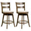  Ensemble de 2 tabourets de bar pivotants à hauteur de comptoir de 25 pouces avec dossier, siège rembourré en polyester et structure en bois d'hévéa massif, beige et brun-717290001