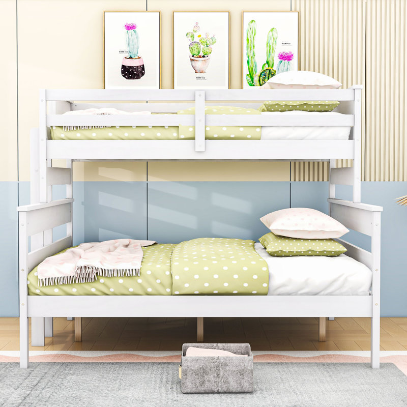Lit superposé en bois pour enfants Alkiviadis, Blanc, Simple TG sur grand