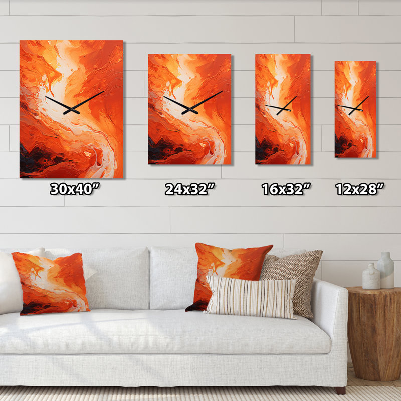 Horloge murale surdimensionnée à encre liquide en fusion Muse Fiery Flame, Médium