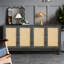 Panneaux de grain fabriqués à la main, buffet Buffet avec 4 portes, armoire de rangement moderne avec tablettes réglables pour le salon