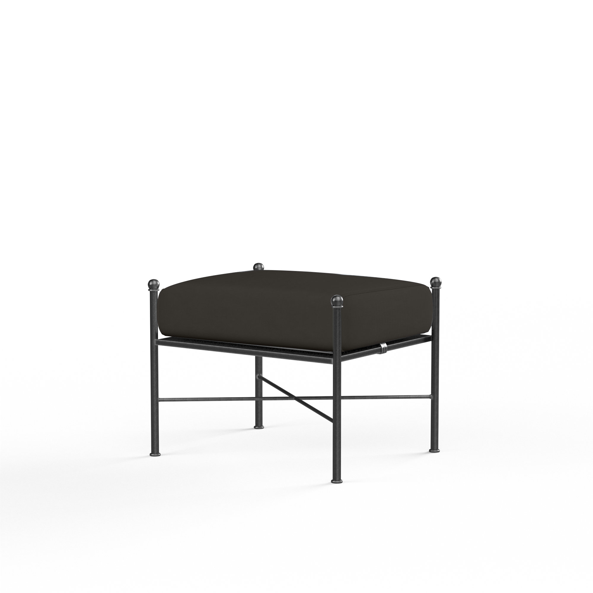 Lucier Upholstered Outdoor Ottoman with Cushion, Spectrum Carbon Sunbrella® Plainweave
