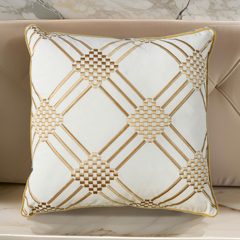 Housse de coussin carré et insert, Jaune / Ivoire