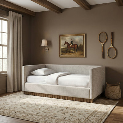 Lit de jour rembourré en tissu texturé Teva Gregory