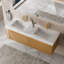 Meuble-lavabo flottant de 36 po avec lavabo, plateau en pierre frittée blanc de Carrare, armoire en chêne clair cannelé, tiroir à capteur DEL, mural, pré-assemblé-232181354-232181358