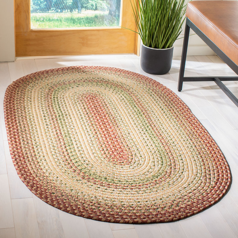 Tapis d'intérieur / extérieur géométrique tissé à la main Georgina, Oval 8 pi x 10 pi