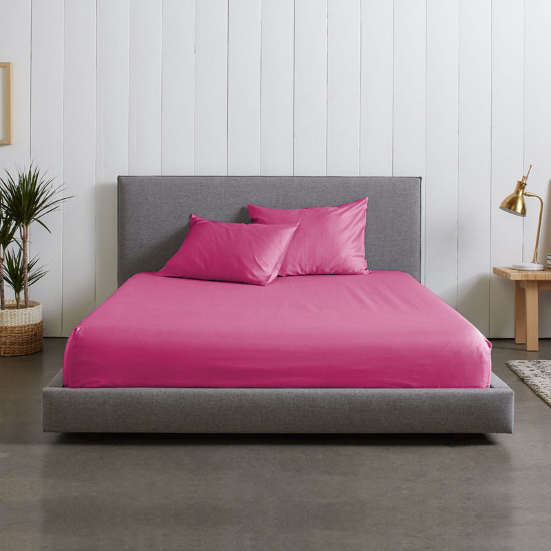 Microfiber Brushed Fitted Sheet, Hot Pink, Kingsize (5')
