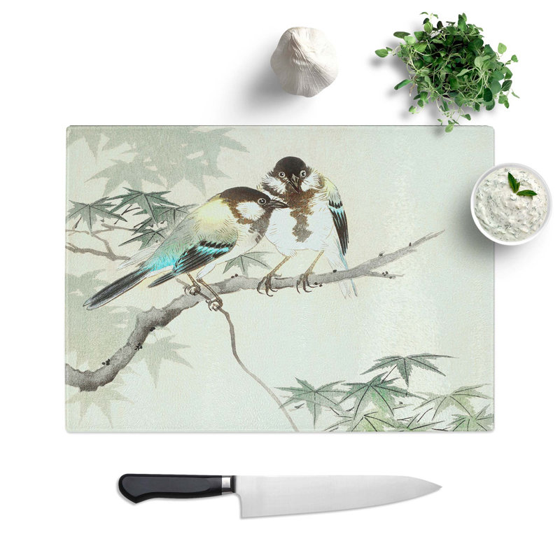 Glass Great Tits in A Maple Tree by Ohara Koson Chopping Board, 39 cm W x 28.5 cm L