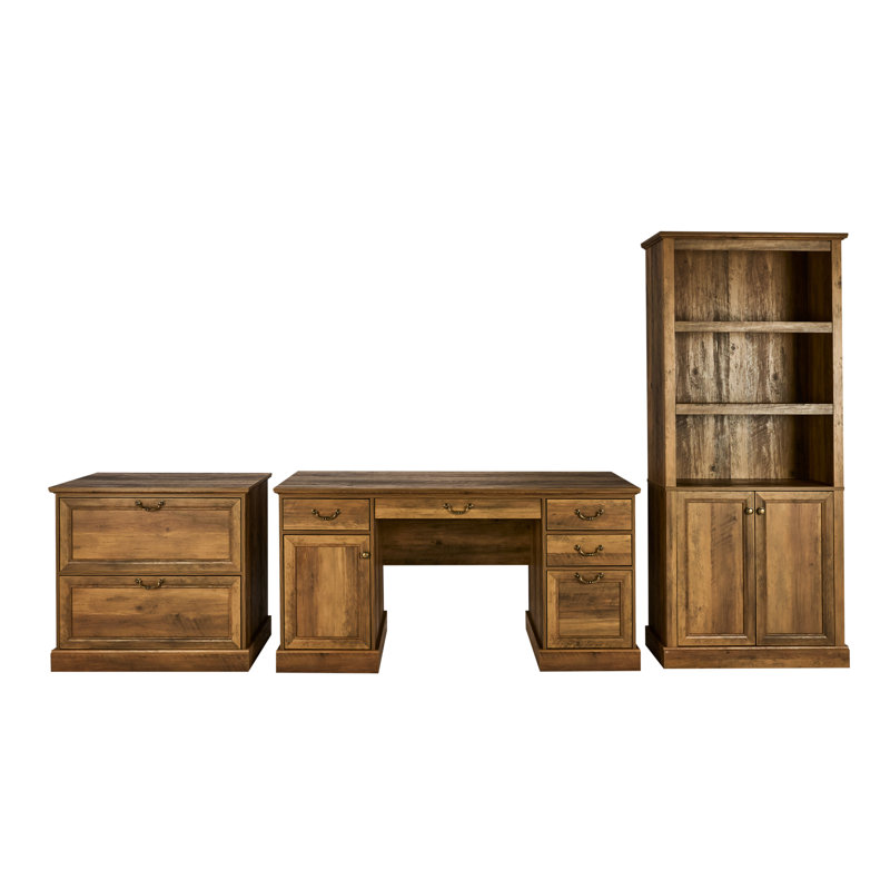Ensemble de bureau de direction 3 pièces 59 pouces - Chêne rustique