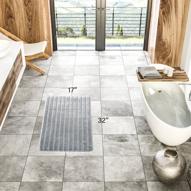 Tapis de cuisine, Rectangle 1 pi 5 po x 2 pi 8 po, Gris clair