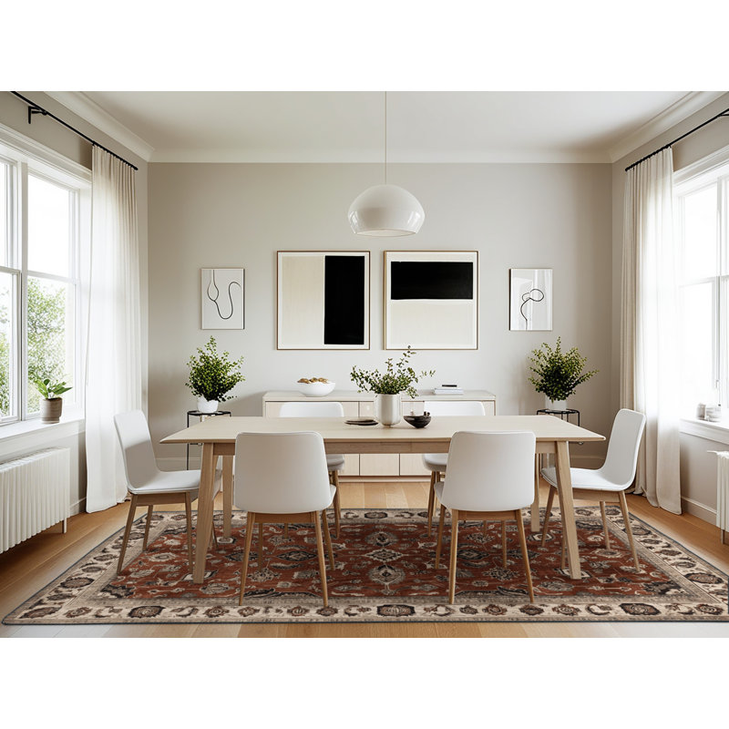 Machine Washable Persian Brown Area Rug, Rectangle 7' x 10'