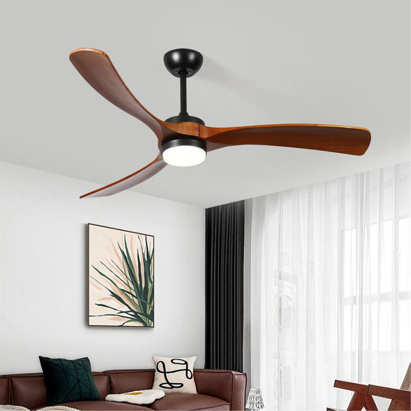 3 ventilateurs de plafond en bois massif, 52"