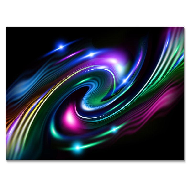 Vortex vert et mauve - décoration murale moderne en toile, H 12 po x l 20 po x P 1,5 po, Toile tendue
