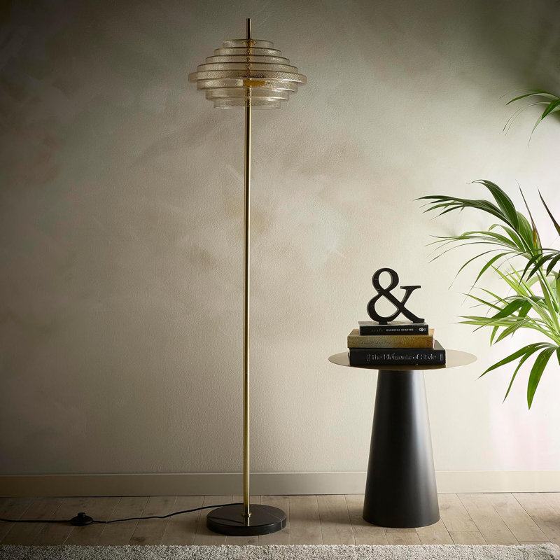 Azzo 150cm Brushed Traditional Floor Lamp, Amber