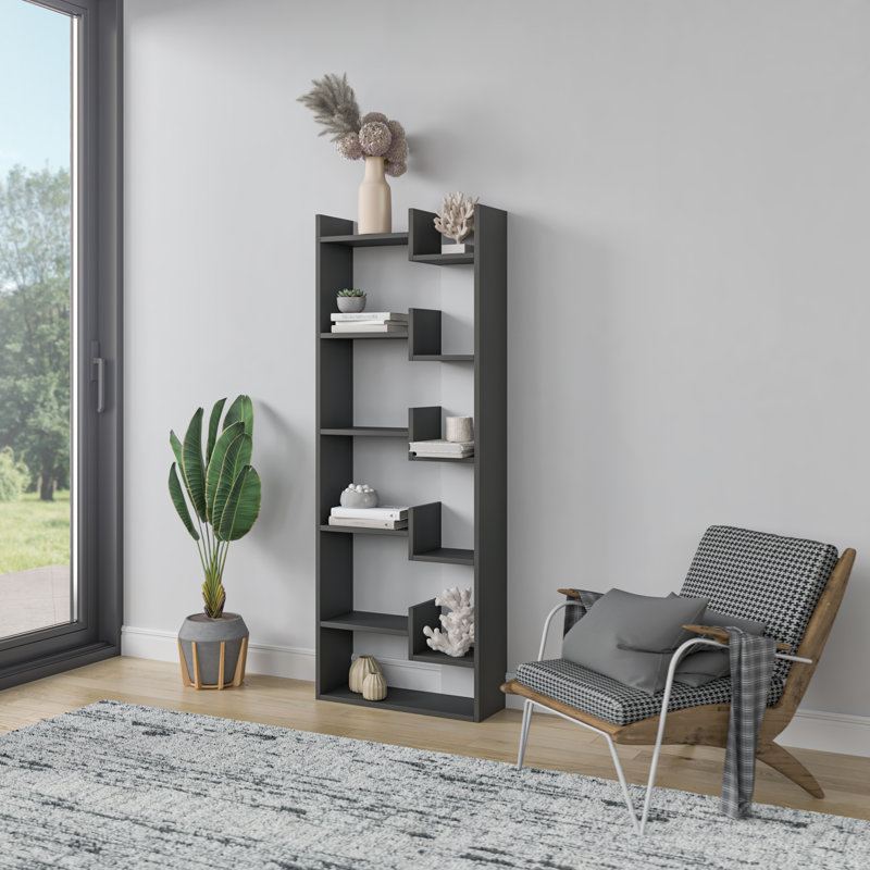 Bibliothèque géométrique Sinquefield H 64,17 "x l 23,82", Blanc / gris anthracite