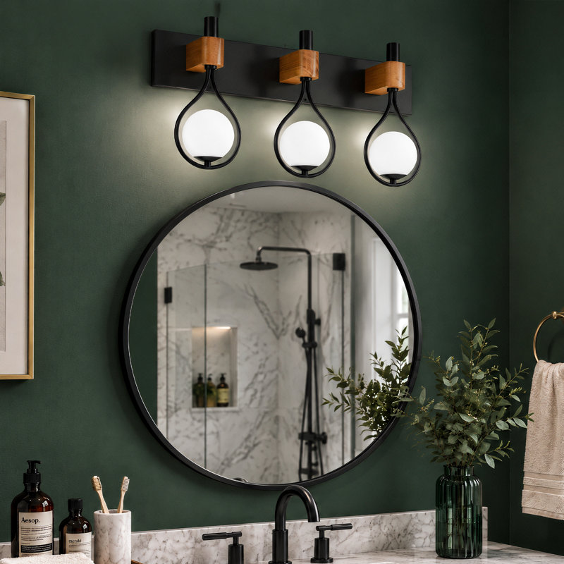 Meuble-lavabo de 22 po avec abat-jour en verre blanc laiteux