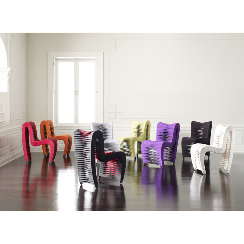 Seat Belt Cotton Upholstered Solid Back Side Chair in Gray