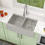 Évier de cuisine de style ferme, tablier 36 po x 22 po, calibre 16, double cuve à séparation basse, en acier inoxydable T304-135786234